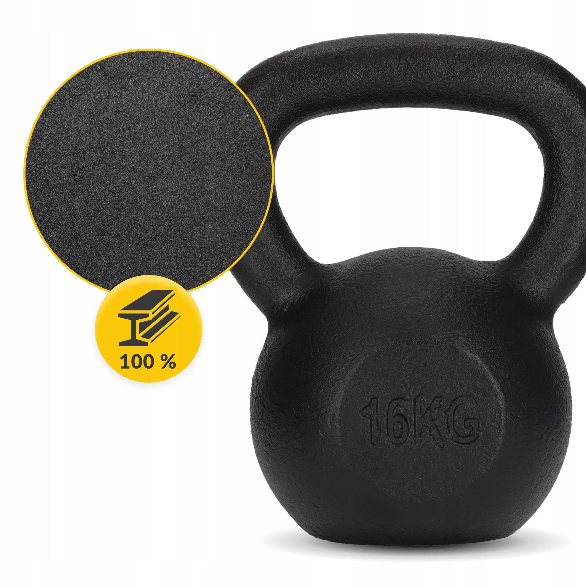 KETTLEBELL ODWAŻNIK HANTEL KETTLE ŻELIWNY OBCIĄŻNIK ĆWICZEŃ TRENINGU 16 KG