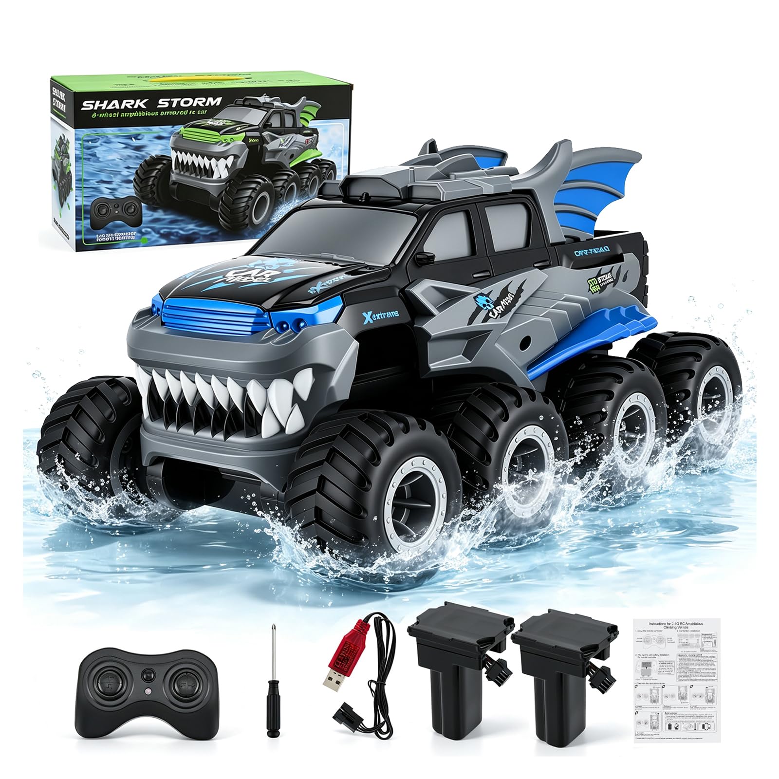 Normodic 8WD Amphibious RC Car for Boys 8-12: Waterproof Remote Control