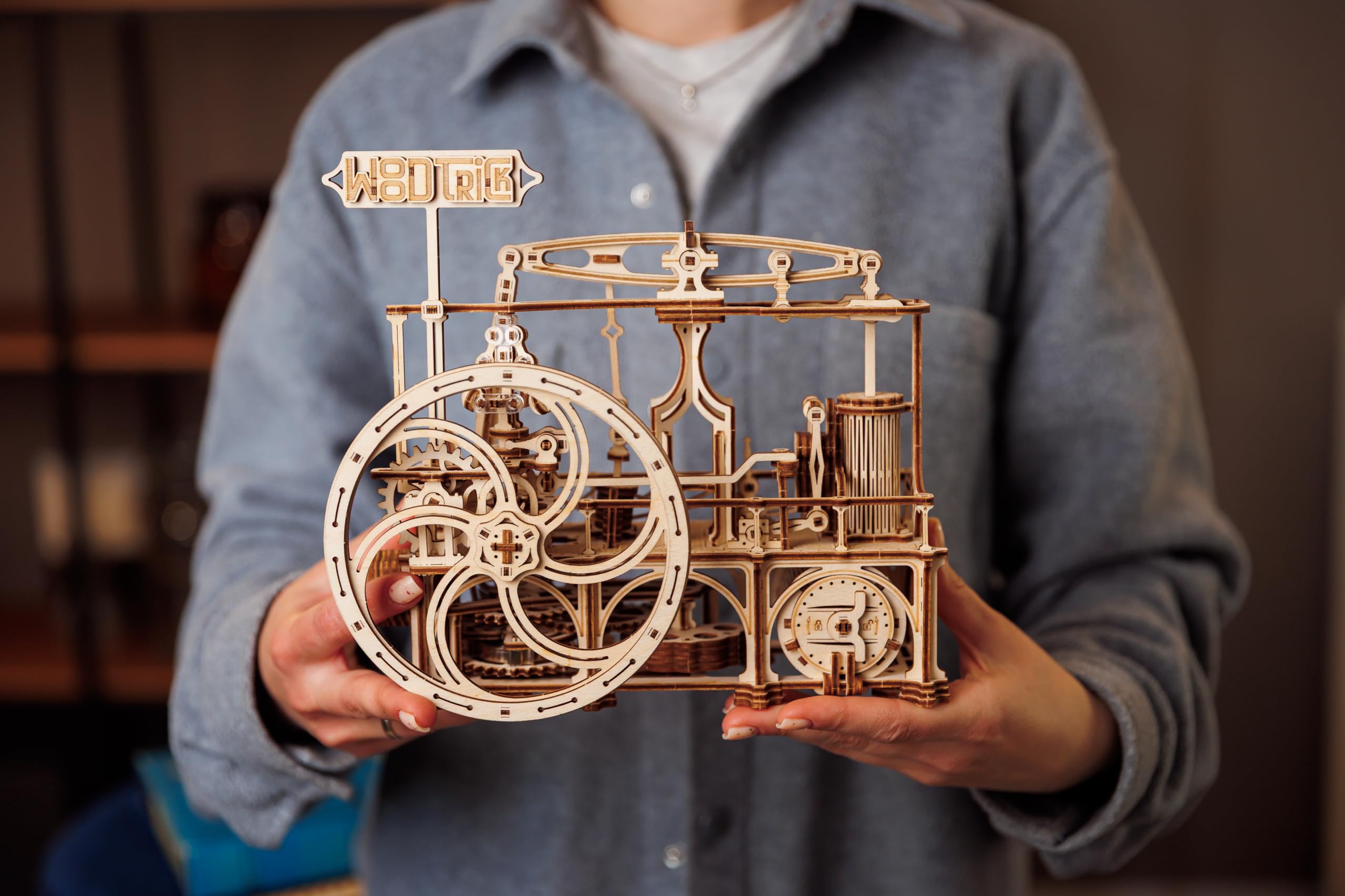 Wood Trick 18. Jahrhundert Dampflo-Bauset – Detaillierter Mechanismus – 22,9 x 20,3 cm – 3D-Holzpuzzles für Erwachsene zum Bauen – Ingenieur-DIY-Modelle für Erwachsene zum Bauen