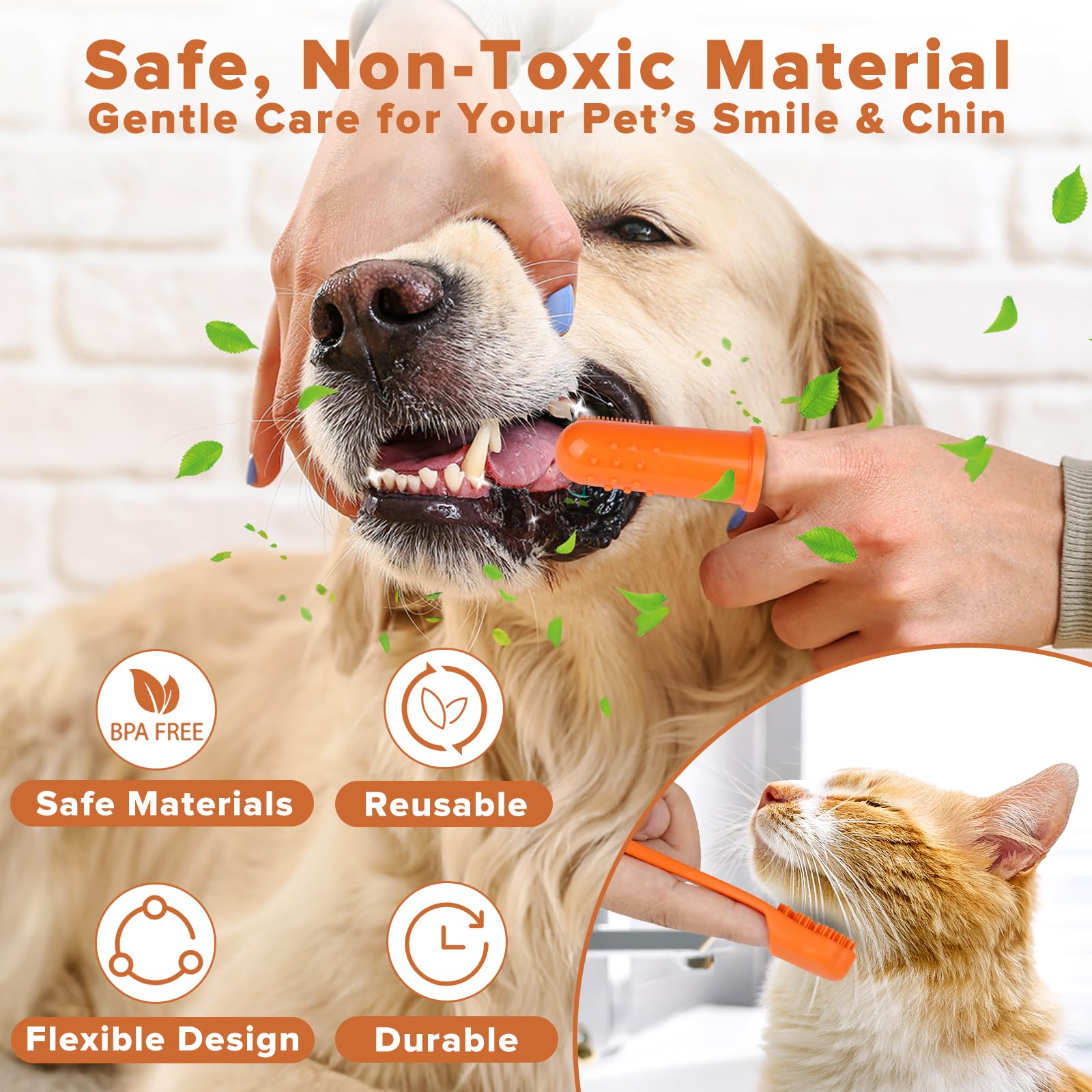 Augwind 6PCS Grooming & Bath Supplies for Dogs, Cats | Dog Washing Gloves | Dog Bath Brush | Dog Shower Brush | Pet Grooming Gloves | Dog Grooming kit | Pet Supplies for Showerhead & Sprayer (Orange) view 6
