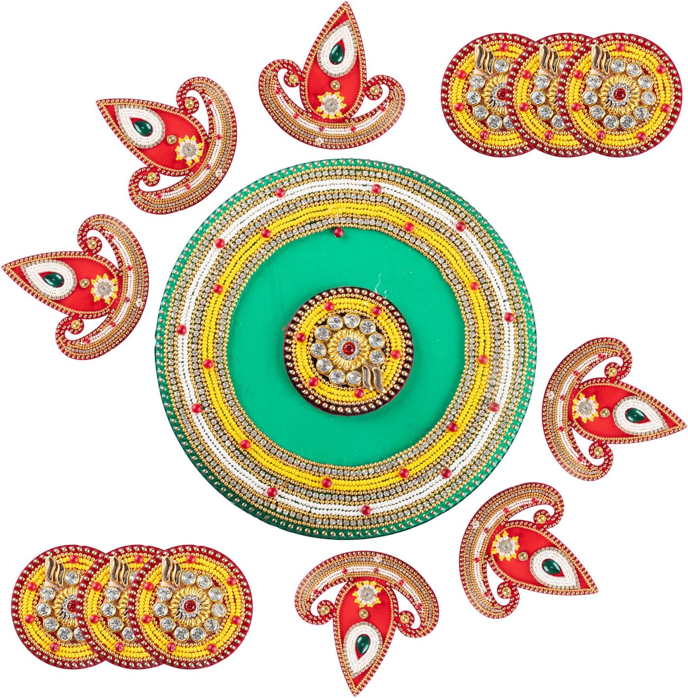 Tarini Gallery Floor Rangoli Acrylic Handcrafted Indian Traditional Home Décor for Diwali Festival Wedding Party Wall Interior Decoration and Gifting (Red Diya) - Image 5