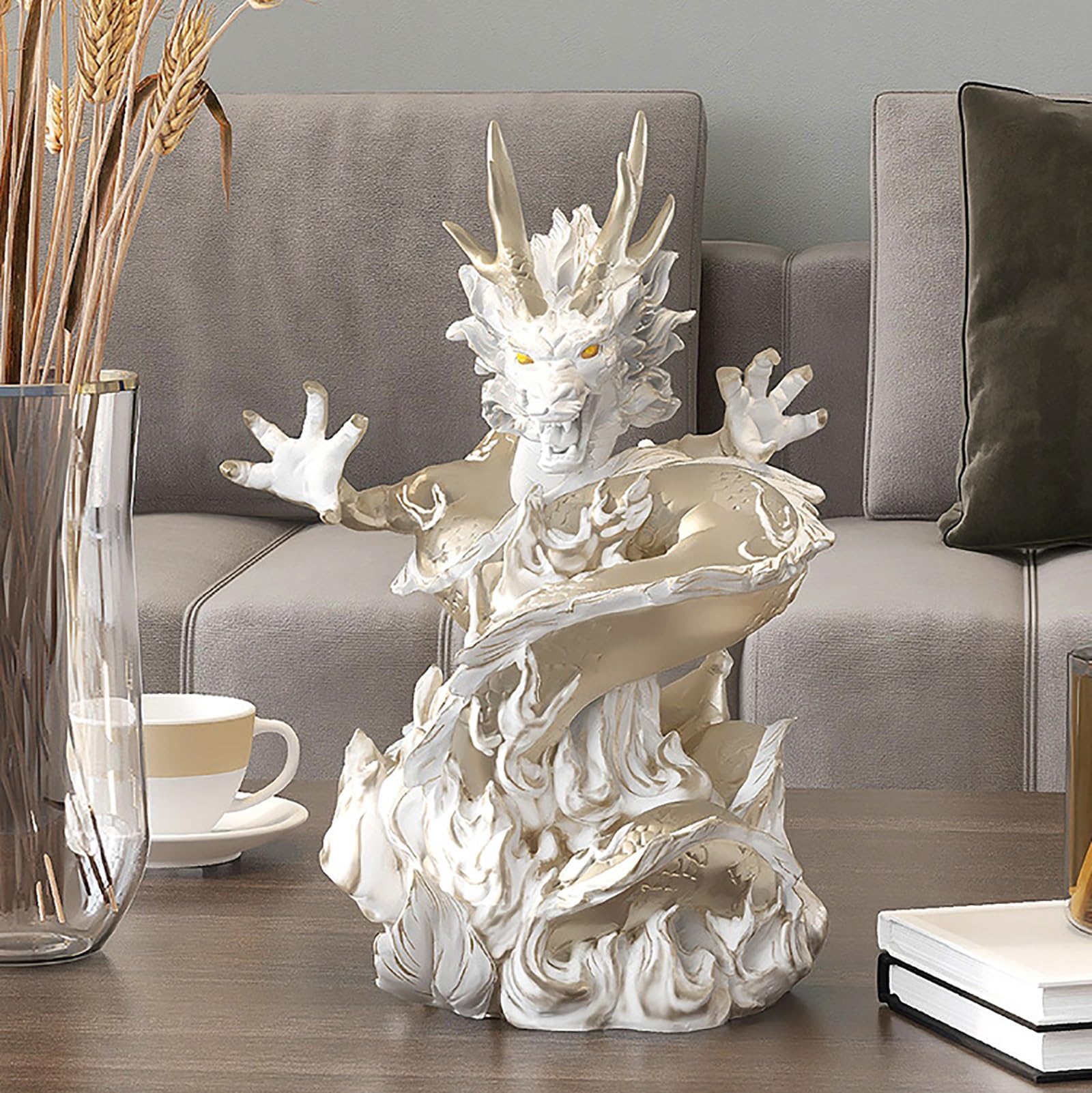 Statues et Figurines de Dragon, Figurine de Dragon Chinois, Objets de Collection, AnnéE du Dragon du Zodiaque Chinois, Figurine de Dragon de Grande Taille, Collection d'art, Choix de Cadeau(Silver)