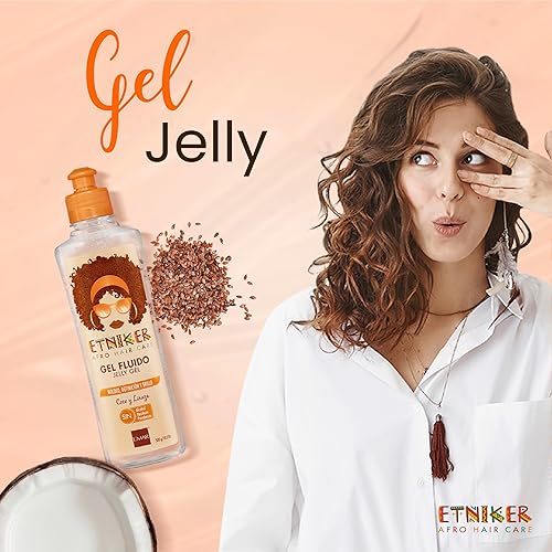 Miniatura 5 de Etniker Kit para rizos gel de gelatina ETNIKER y spray refrescante de rizos  Nutrie, define y revive con coco, linaza y manteca de karité  Sin