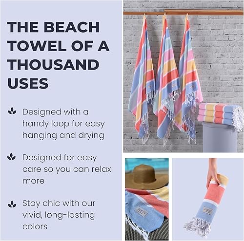 Miniatura 10 de Toalla de playa turca de alta calidad, de secado rápido, sin arena, ligera, compacta, ideal para piscina, viajes y spa, tamaño extragrande, 39 x 71