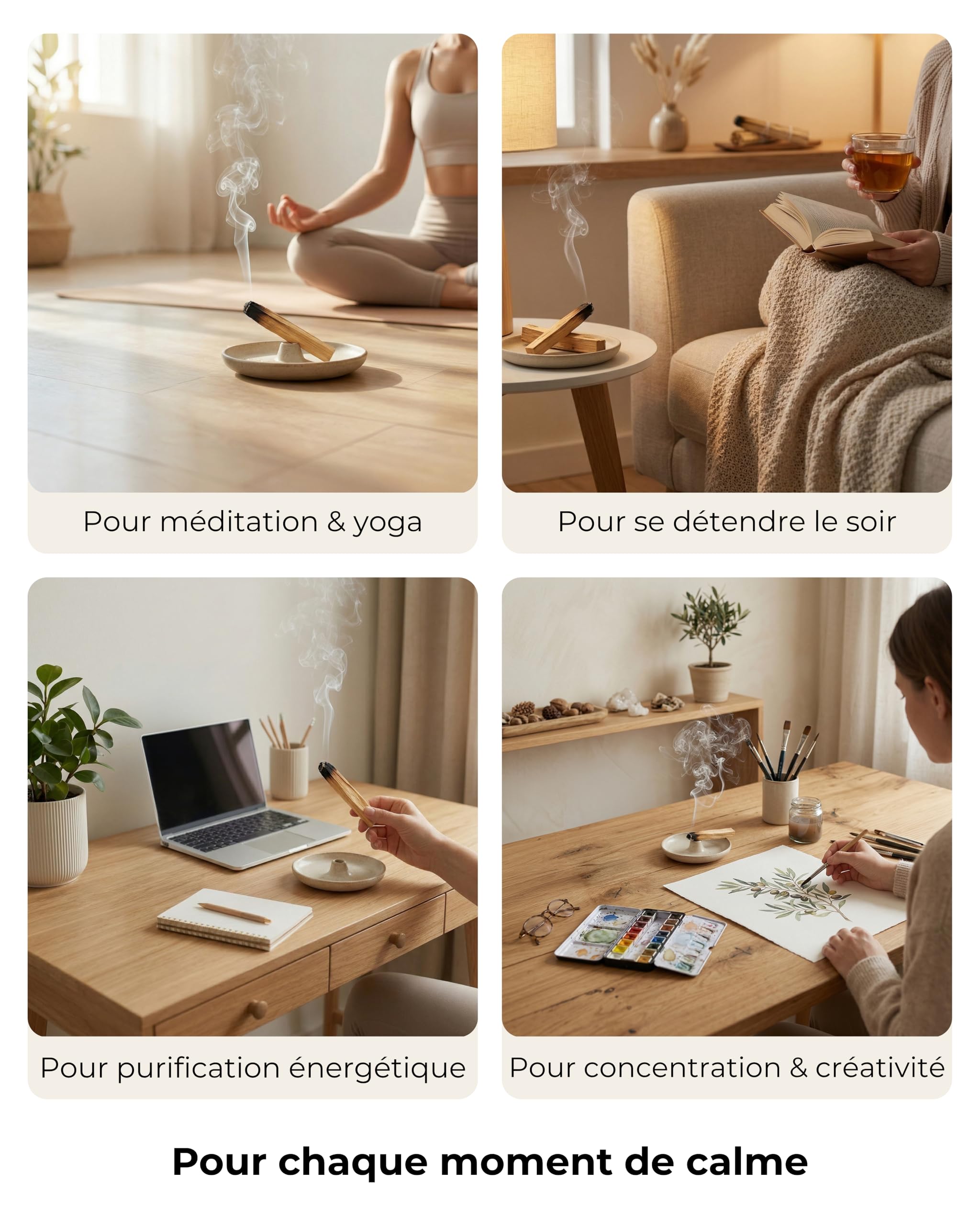 Incensera Bois de Palo Santo 8 Bâtons d'Encens Naturel 10 cm Purification Maison Méditation Aromathérapie
