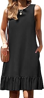 Women's Summer Dresses Casual Loose Sleeveless Tshirt Sundress Ruffle He...