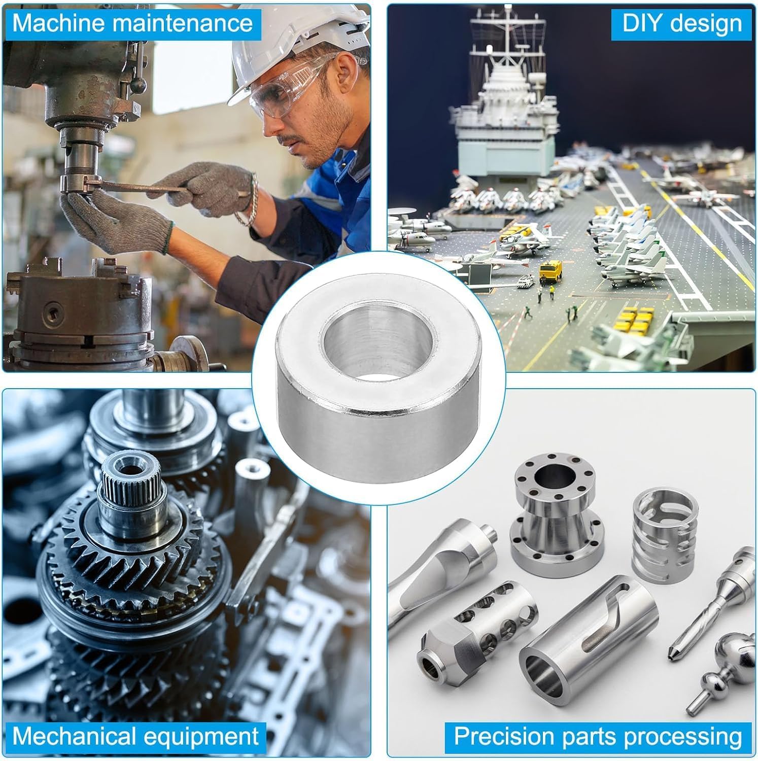 TOP-VIGOR 10Pcs M6 Aluminum Spacer, 6.1mm ID x 8mm OD x 3mm Length Metal Spacer, Round Plain Finish Spacer Screw Standoff Bushing for M6 Screws Bolts and Rods