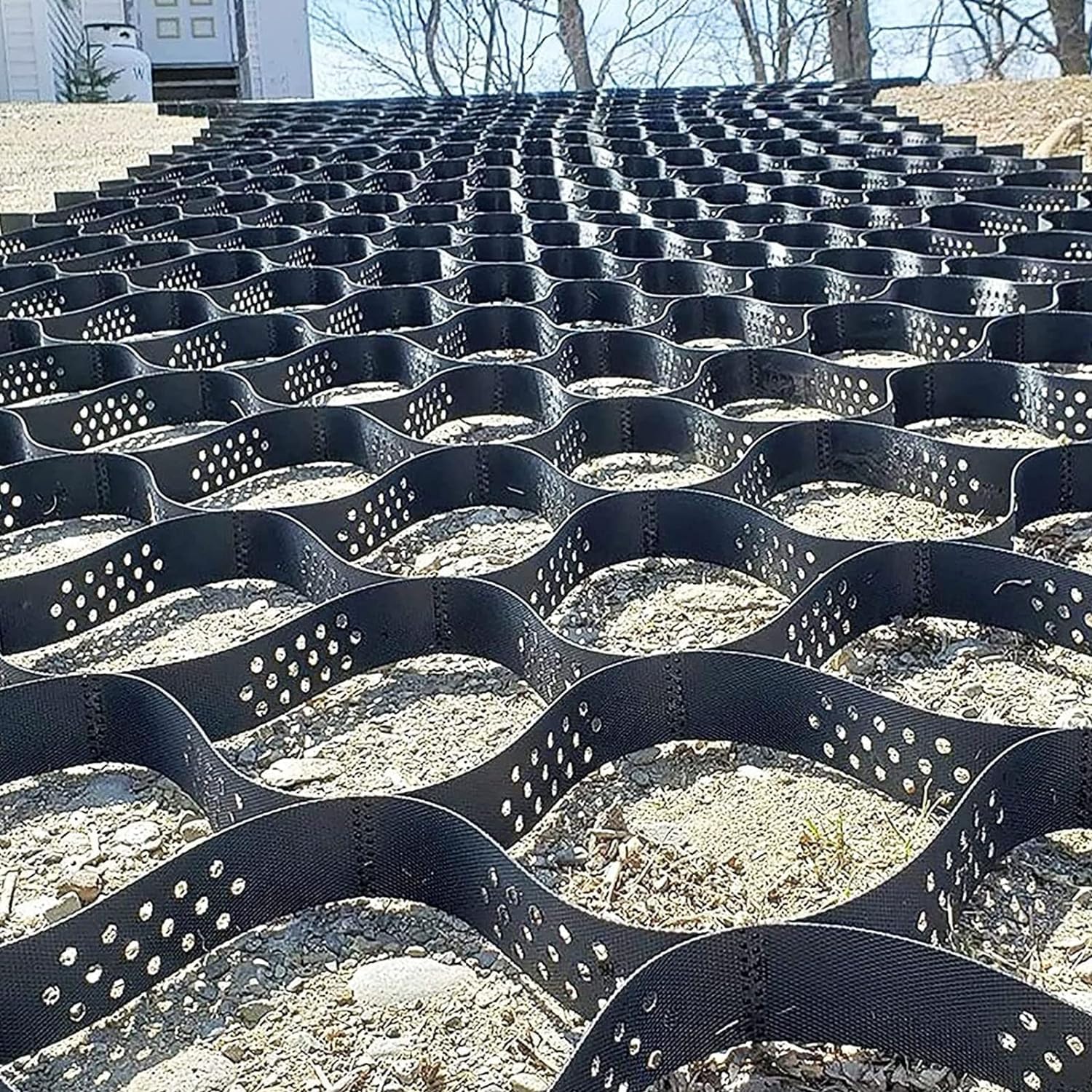 Géocellule d'allée 8x6m : grille de sol robuste pour gravier et fondation de cabanon