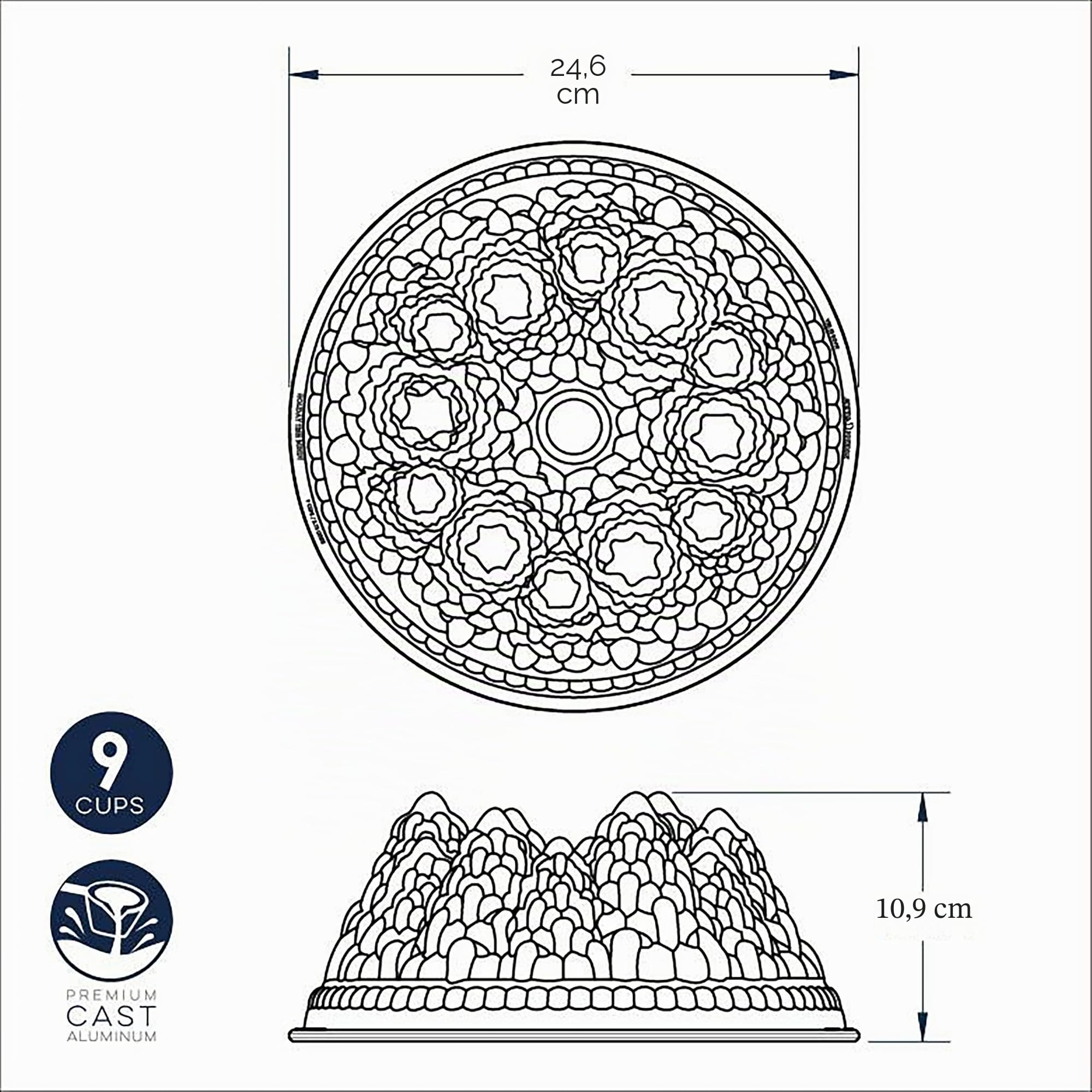 Nordic Ware - Moule à gâteau, moule à pâtisserie - Moule à gâteau Bundt Forêt de sapins Silver - Revêtement antiadhésif - Fonte d'aluminium