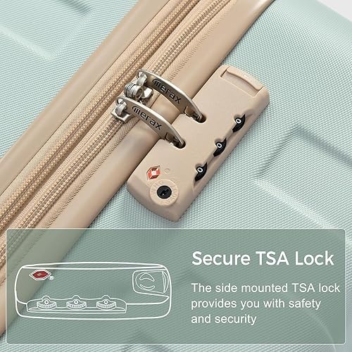 Miniatura 6 de Merax 3 piezas expandible Abs Hardshell Equipaje Sets Spinner Wheel Maleta TSA Lock Suit Case, Gris Verde, Merax 3 piezas expandible Abs Hardshell