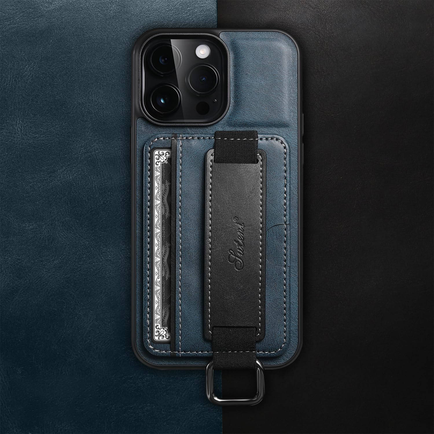 FIFTHAVE Custodia per iPhone 16 Plus, con porta carte di credito, con bracciale, custodia protettiva per