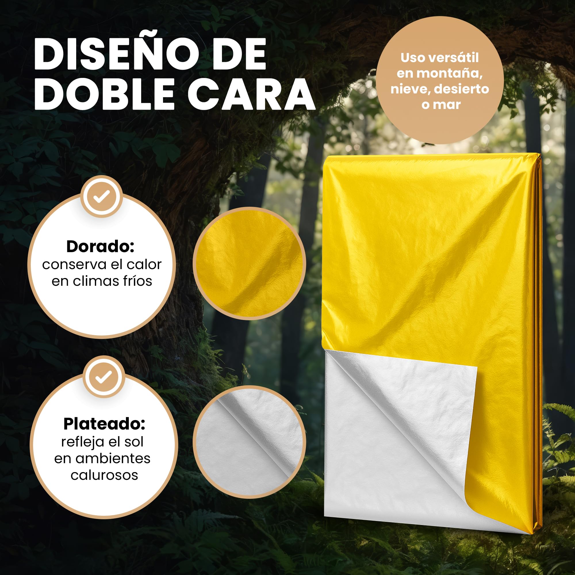 Pack 10 Mantas Termicas Supervivencia - Mantas Calor Termico de Emergencia de Aluminio - Emergency Blanket para Kit Preparacionismo Mantener Calor, Anti Viento y Lluvia.