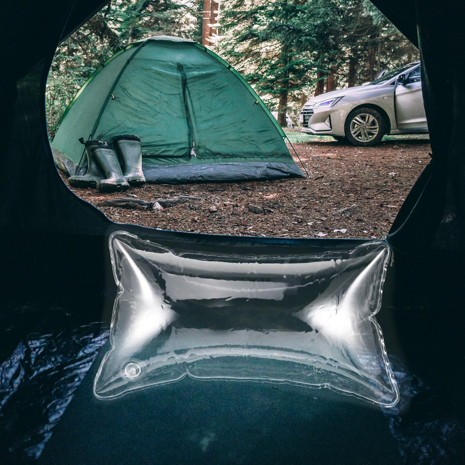Veemoon Oreiller Gonflable Transparent pour Camping Et Voyage - Coussins D'Extérieur Imperméables en PVC - Confort Optimal pour Voiture Et Taille
