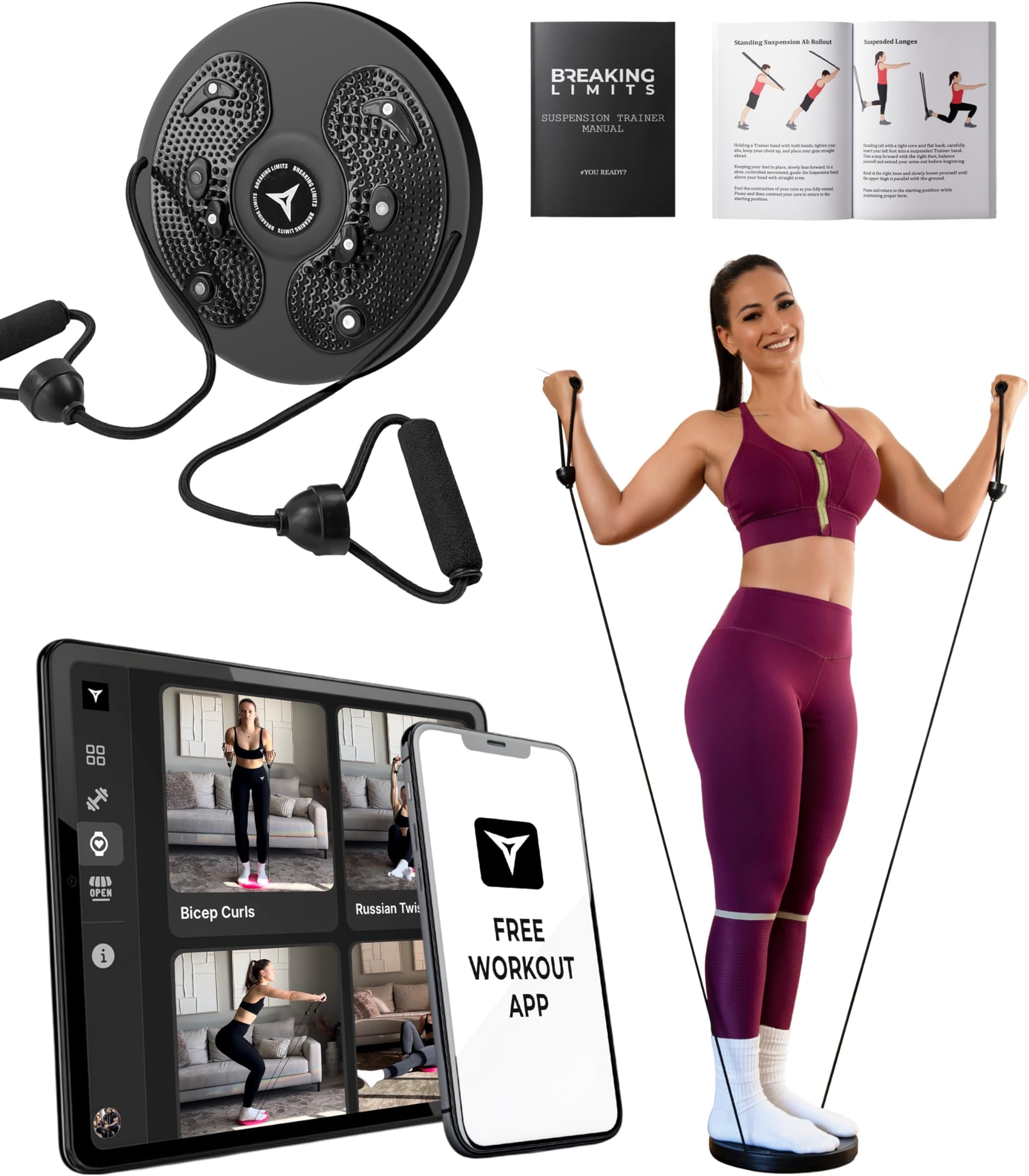 Breaking Limits Waist Twister - Turntable, Twist Board for Abs Training, Legs, Buttocks, Hip Exercise, Handles - Balance Trainer, Wobble Board for Adults - Ideal for Home Gym