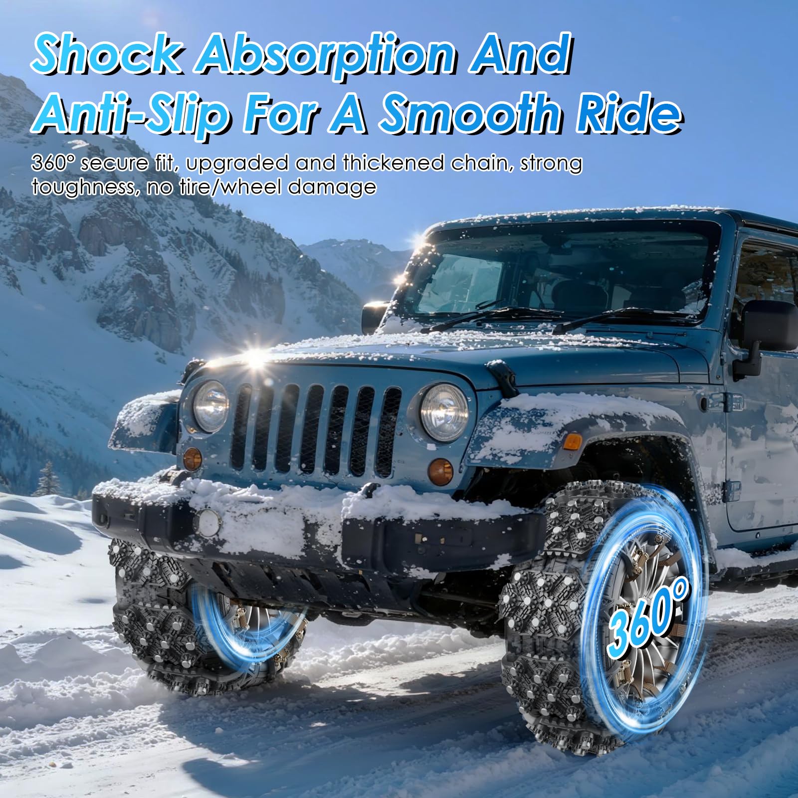 Cadenas de nieve universales para invierno, 8 unidades, 165 – 255 mm, ajustables, fáciles de montar, duraderas, para coche, camión, SUV, carretera, nieve, carreteras, carreteras, color negro