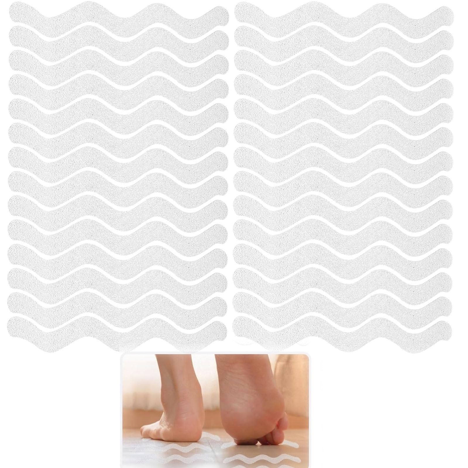 LTSVBO 36pcs Self-Adhesive Shower Stickers, Non-Slip Shower Mat for Bath, Transparent Shower Mats​, Anti Slip Sticker Strips for Bathtub, Floor, Bathroom, Tile Floor, Stairs, Pool, Sauna