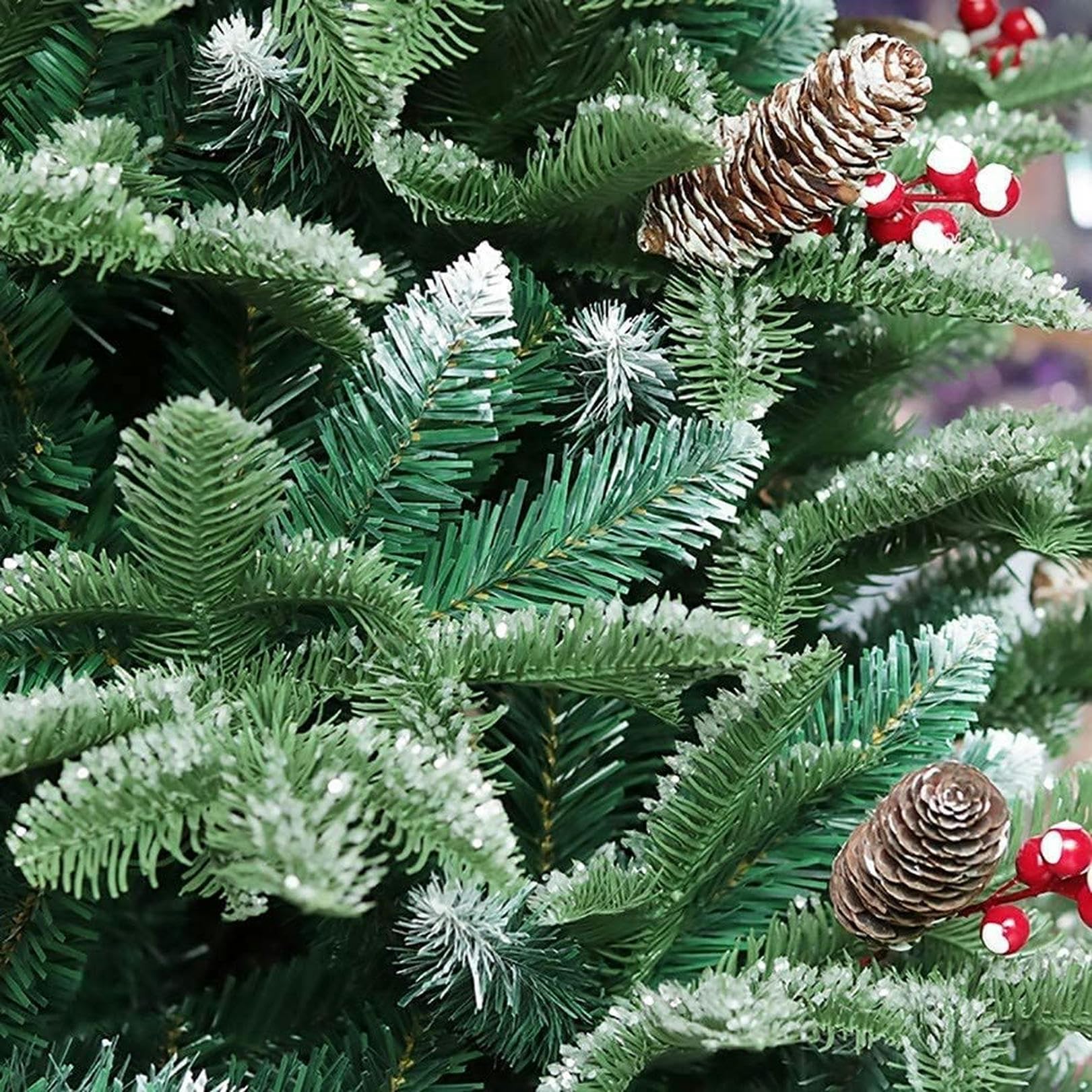 RajoNN Arbre de Noël Décorations de Noël Arbre de Noël enneigé Haut de Gamme PE PVC Fruits Rouges mélangés Arbre de Noël Automatique (150 cm (532 têtes ~ 32 Groupes)) (300 cm (3171 têtes ~ 72