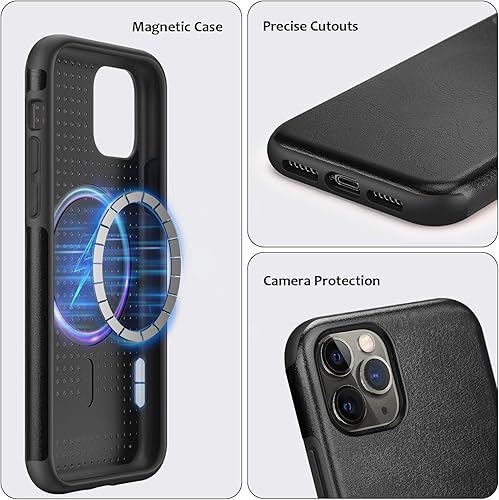 Miniatura 6 de ZZDZZ Funda magnética compatible con iPhone 13 compatible con Magsafe Funda híbrida de poliuretano termoplástico (TPU) a prueba de golpes (negro)