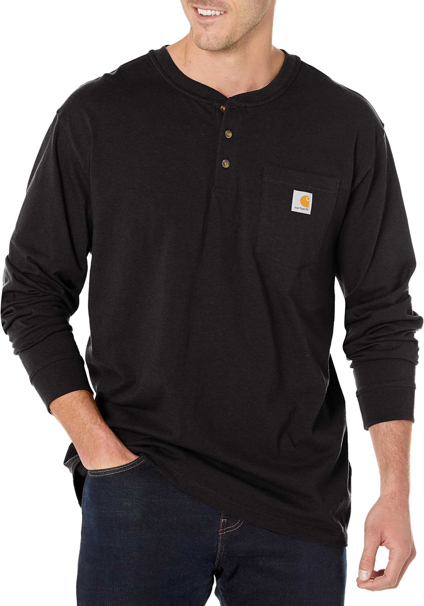 Carhartt Men's Relaxed Fit Heavyweight Long-Sleeve Henley Pocket Thermal Shirt