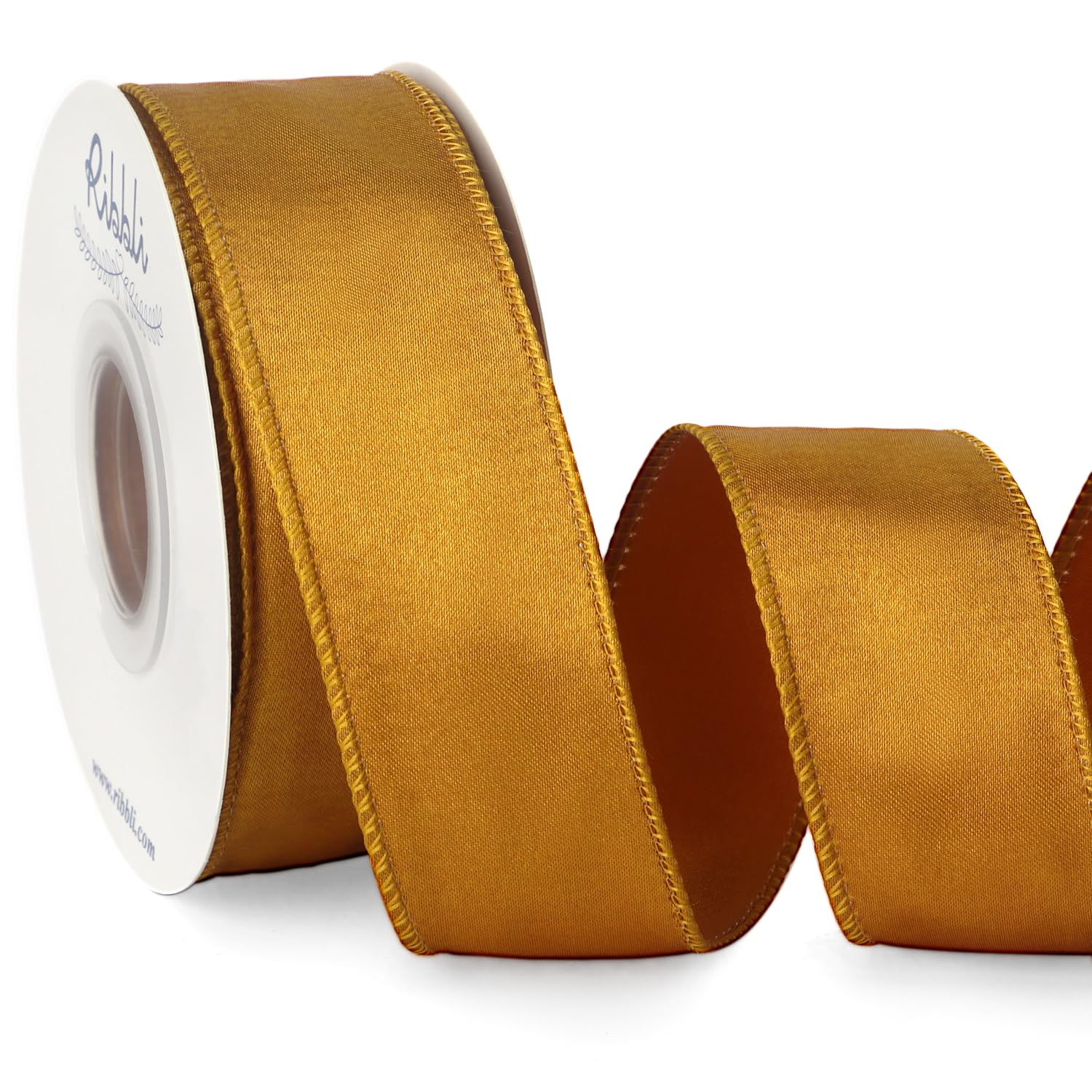 Amazon.com: Ribbli Antique Gold Satin Wired Ribbon 1.5 Inch Gold ...