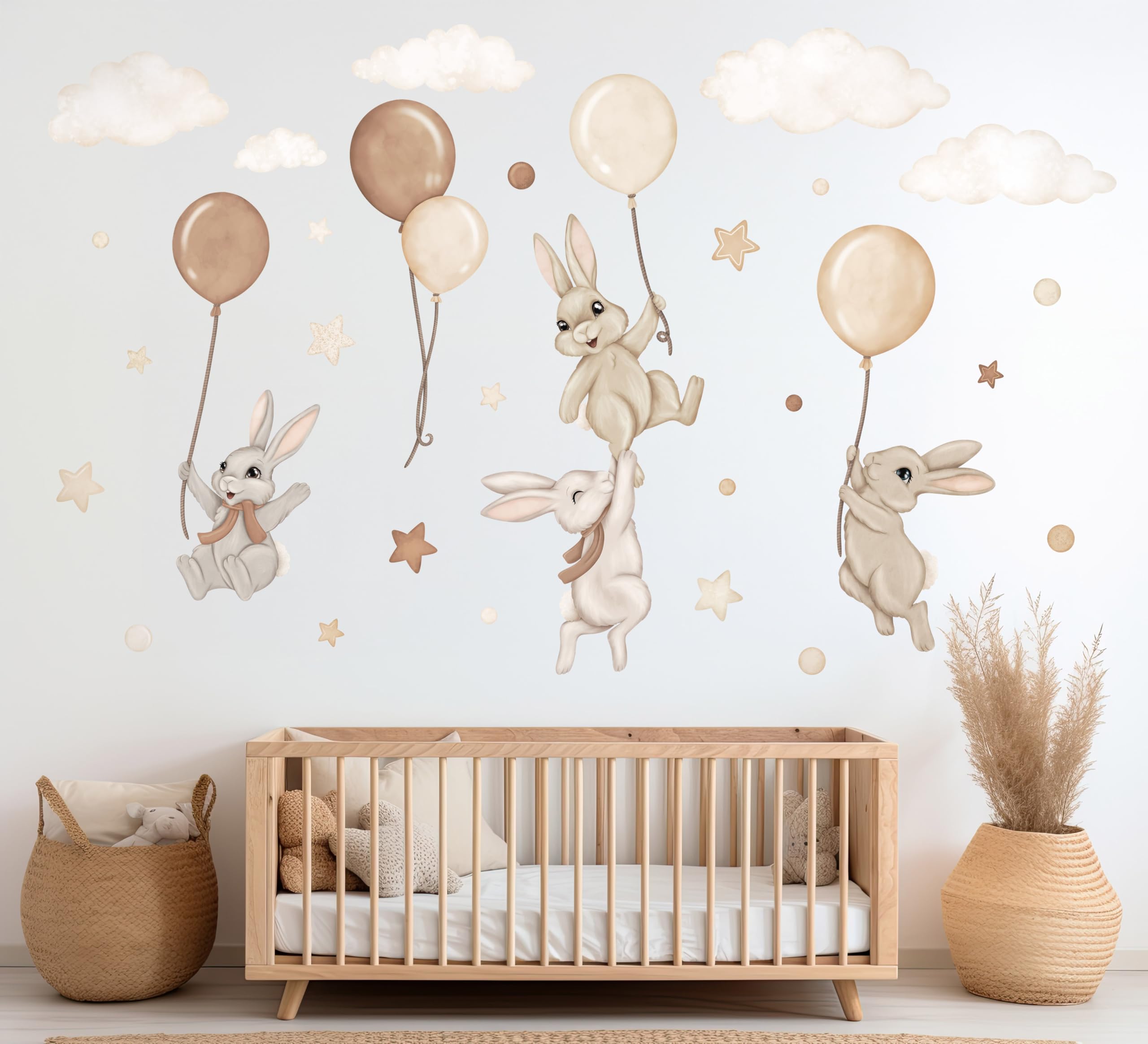 Adesivo da parete per cameretta dei bambini - Adesivo da parete per cameretta dei bambini - Non tossico, sicuro, potente - 29 pezzi adesivi - Marrone, Beige