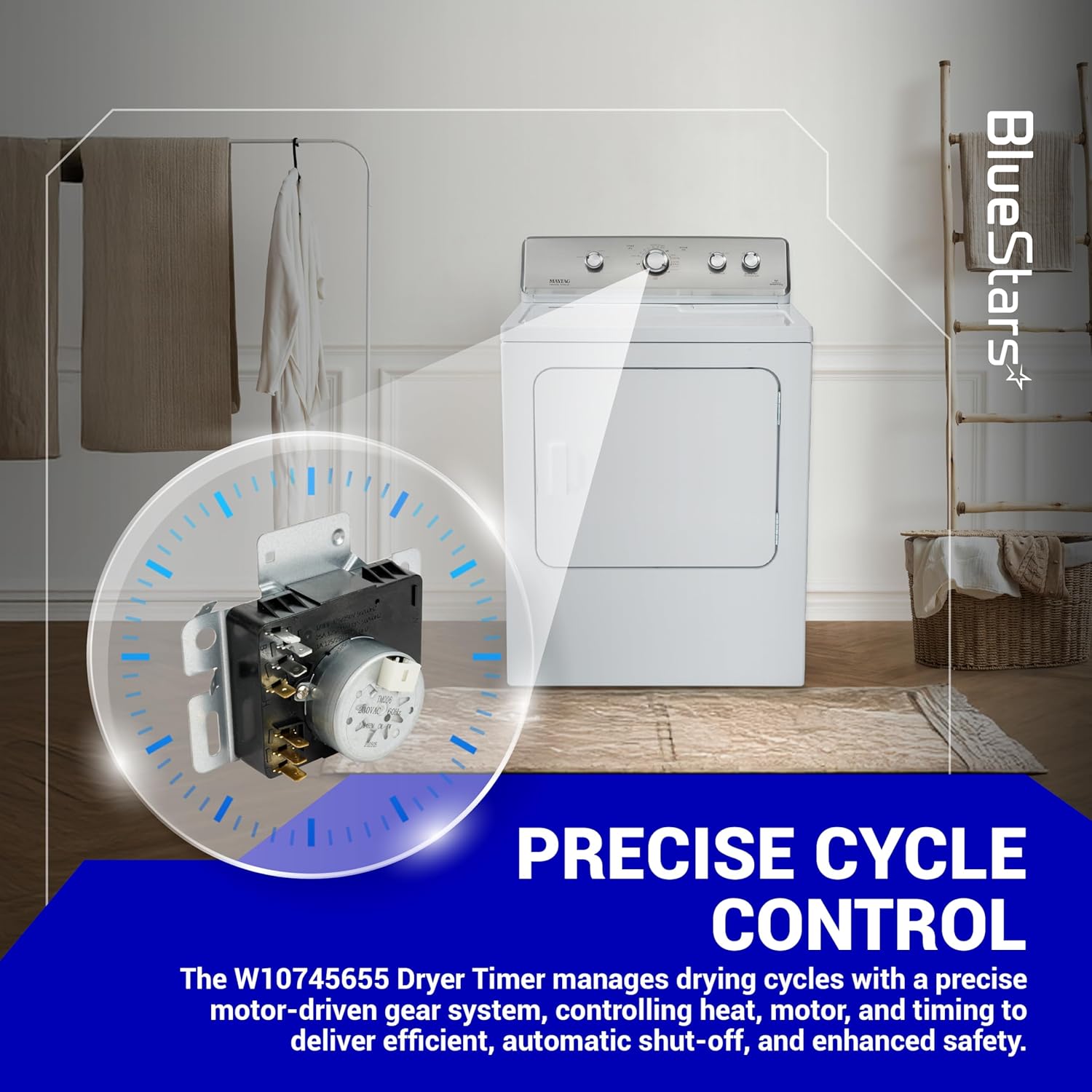 BlueStars W10745655 乾燥機タイマー交換用 - Maytag Whirlpool Crosley Amana 23