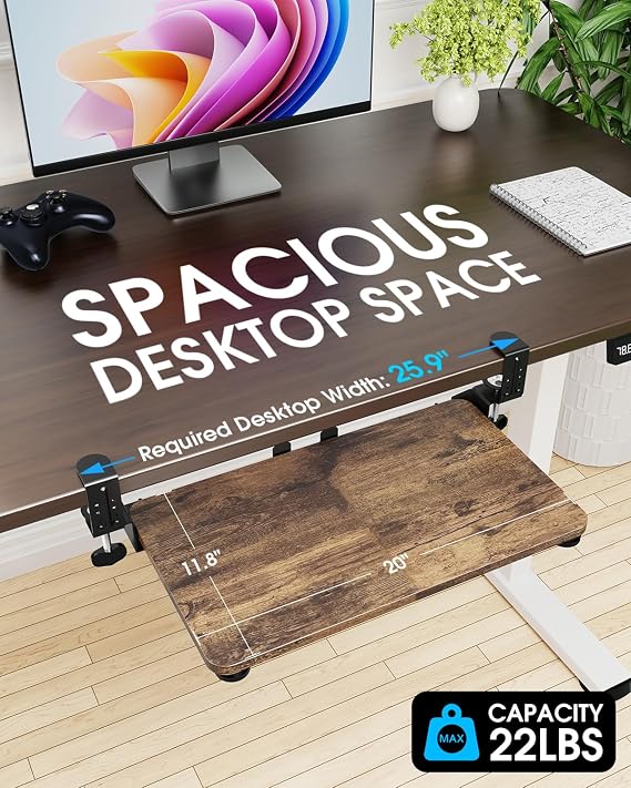 Small Keyboard Tray Under Desk, Pull Out Keyboard & Mouse Tray for Typing