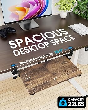 Small Keyboard Tray Under Desk, Pull Out Keyboard & Mouse Tray for Typing