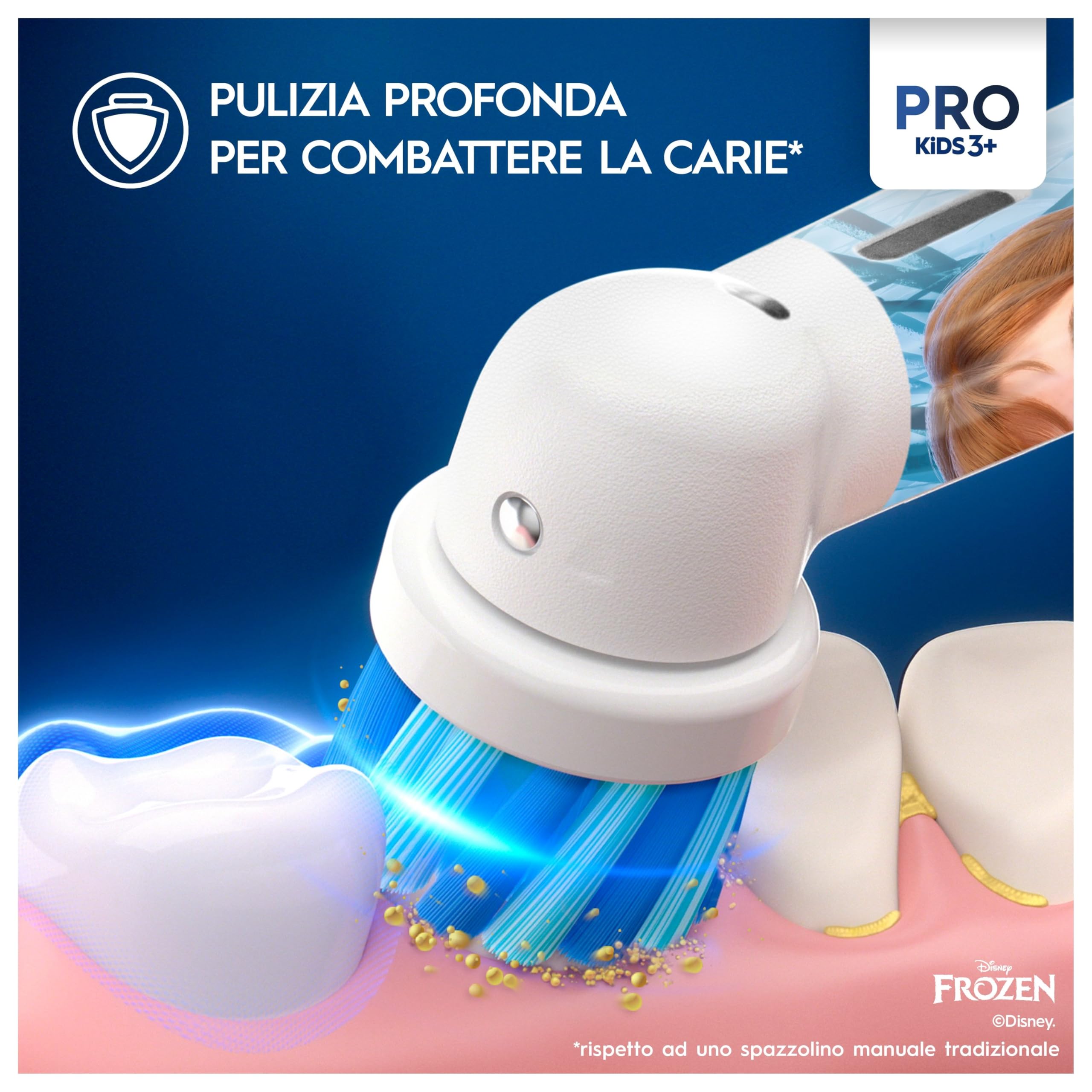 Oral-B Spazzolino Elettrico Ricaricabile Kids 3+, 1 Testina, Custodia, Azzurro - Disney Frozen, 1 Testina di Ricambio per Spazzolino Elettrico, dai 3 Anni in Su, Delicato sulle Gengive, Custodia