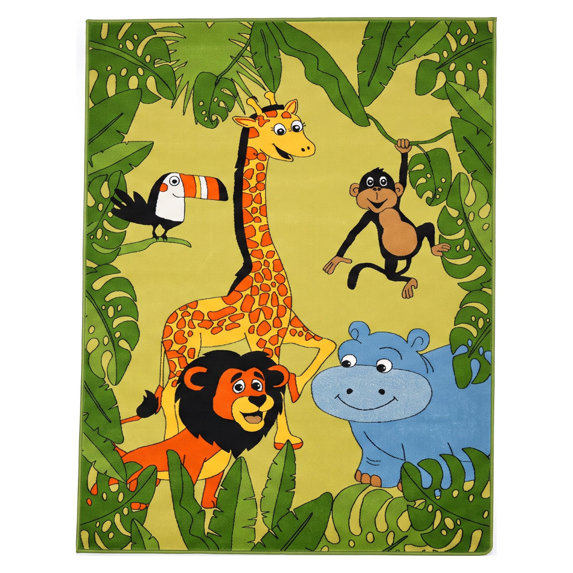 SrS Rugs Kids Bedroom Rug | Soft Colourful Playroom, Nursery & Children's Floor Mat (80cm x 120cm, Safari)