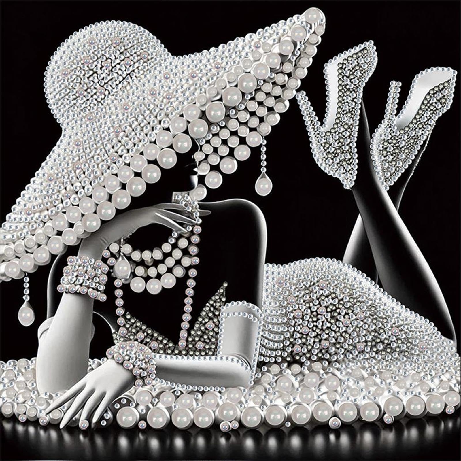Elegant Lady-1 5D Diy Special Shaped Diamond Art Painting Kit – Elegant Lady Rhinestone Art, 30X30cm Wall Decor Gift For Adults Beginners Birthday Christmas Mother's Day