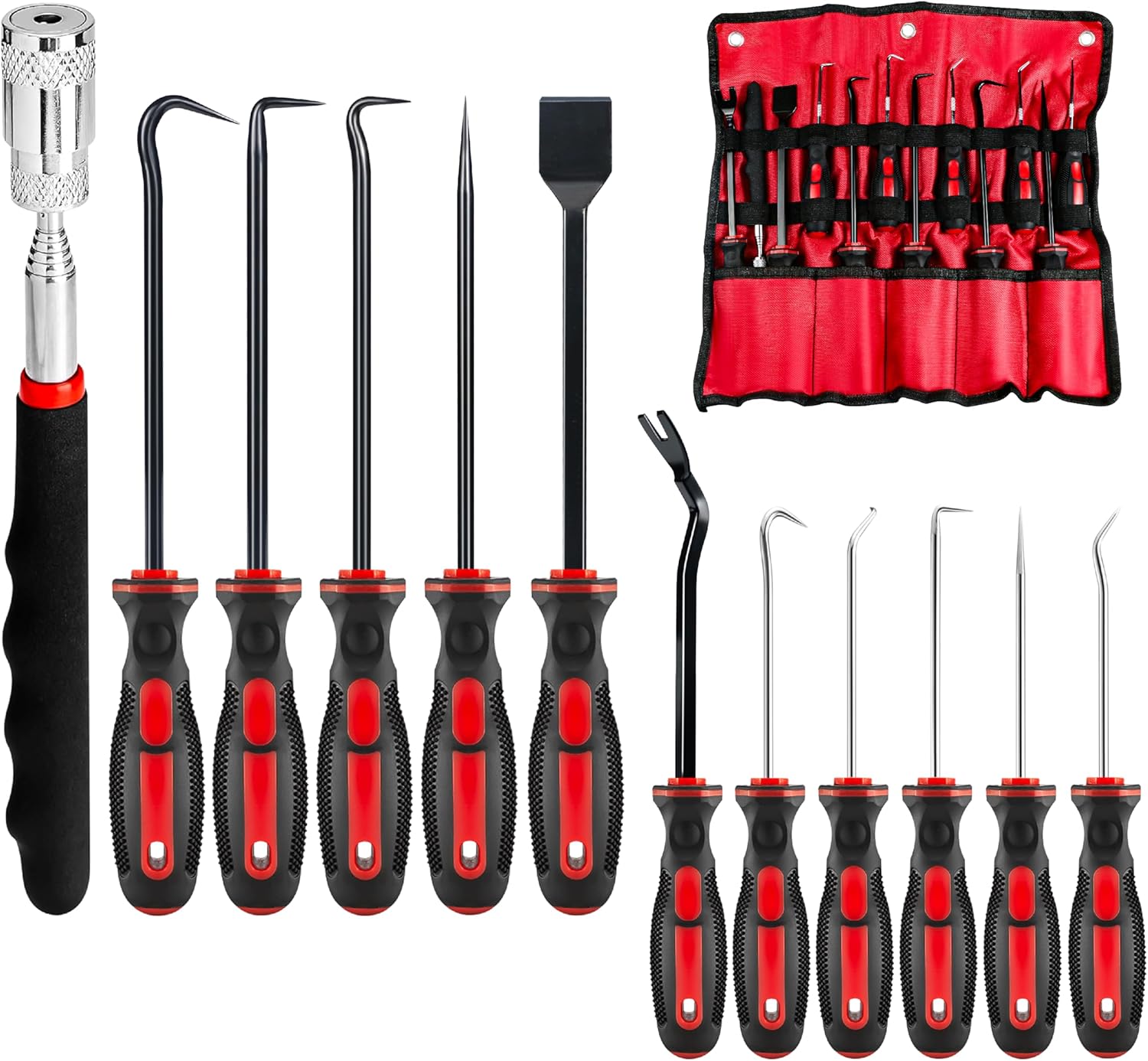 AMM 12PCS Hook and Pick Tool Set with Scraper and Magnetic Telescoping Tool Kit for Electronics Maintenance Pick Tools Automotive Repair