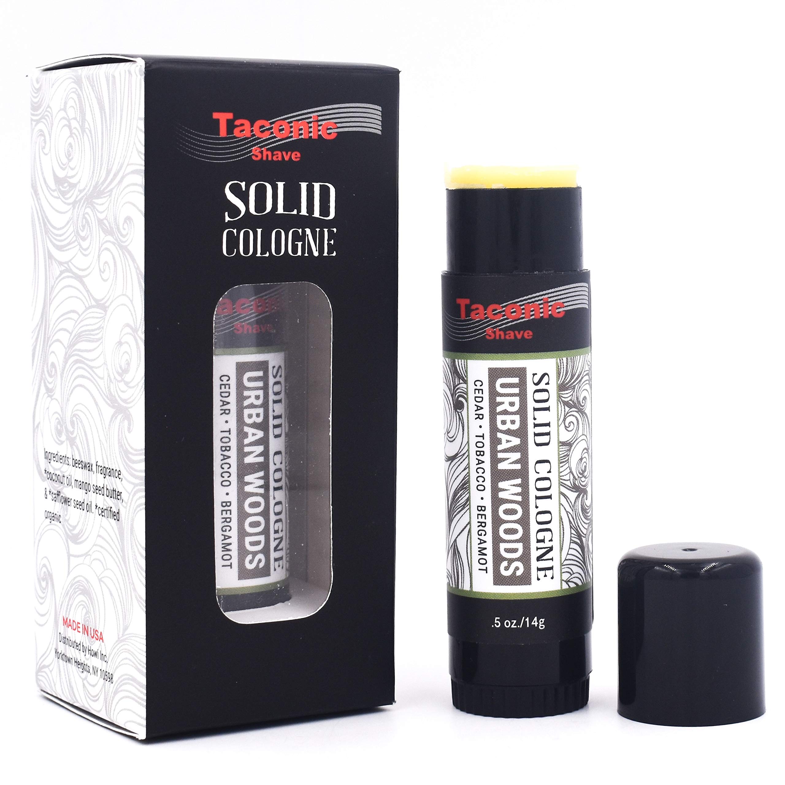 Taconic ShaveUrban Woods Solid Cologne for Men - With notes of Cedar, Bergamot & Tobacco - Easy Application