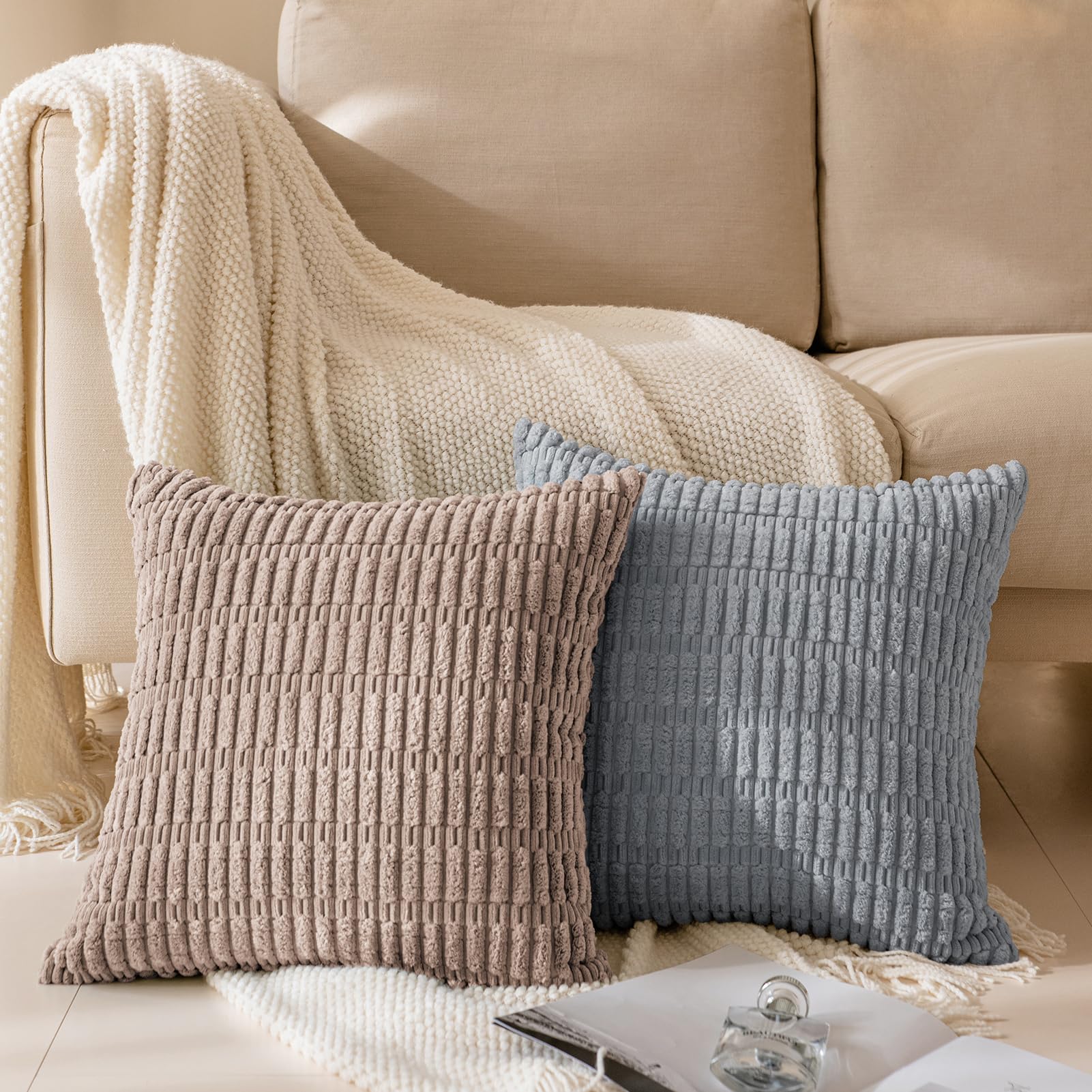 Amazon.co.jp: Softalker コーデュロイ クッションカバー 18 x 18