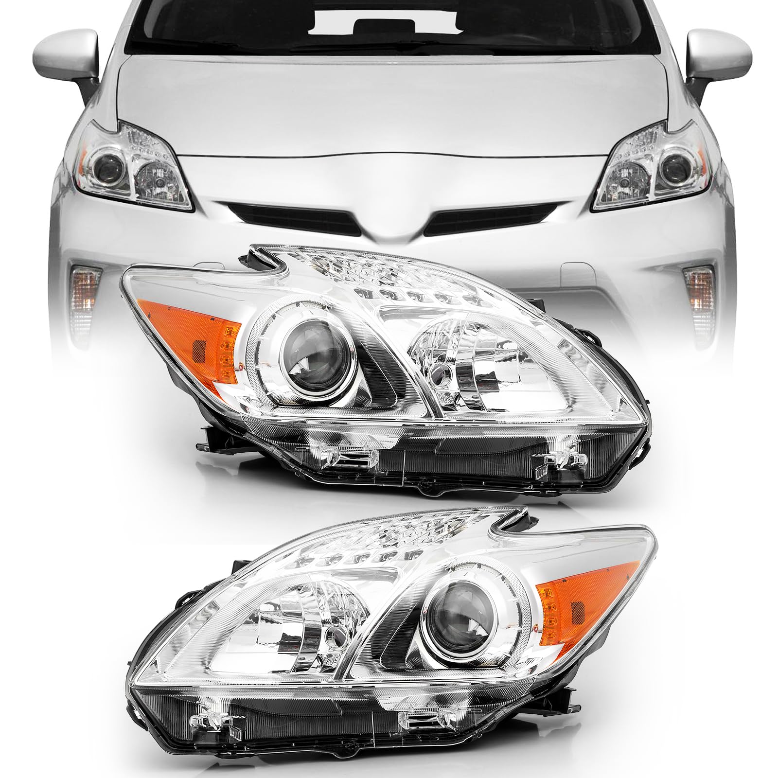 Fit For 12-15 2012 2013 2014 2015 Toyota Prius Headlight Assembly Driver Side and Passenger Side-8113047520, TO2519134, 8117047520, TO2518134(Not Fit Toyota Prius V and Prius C)