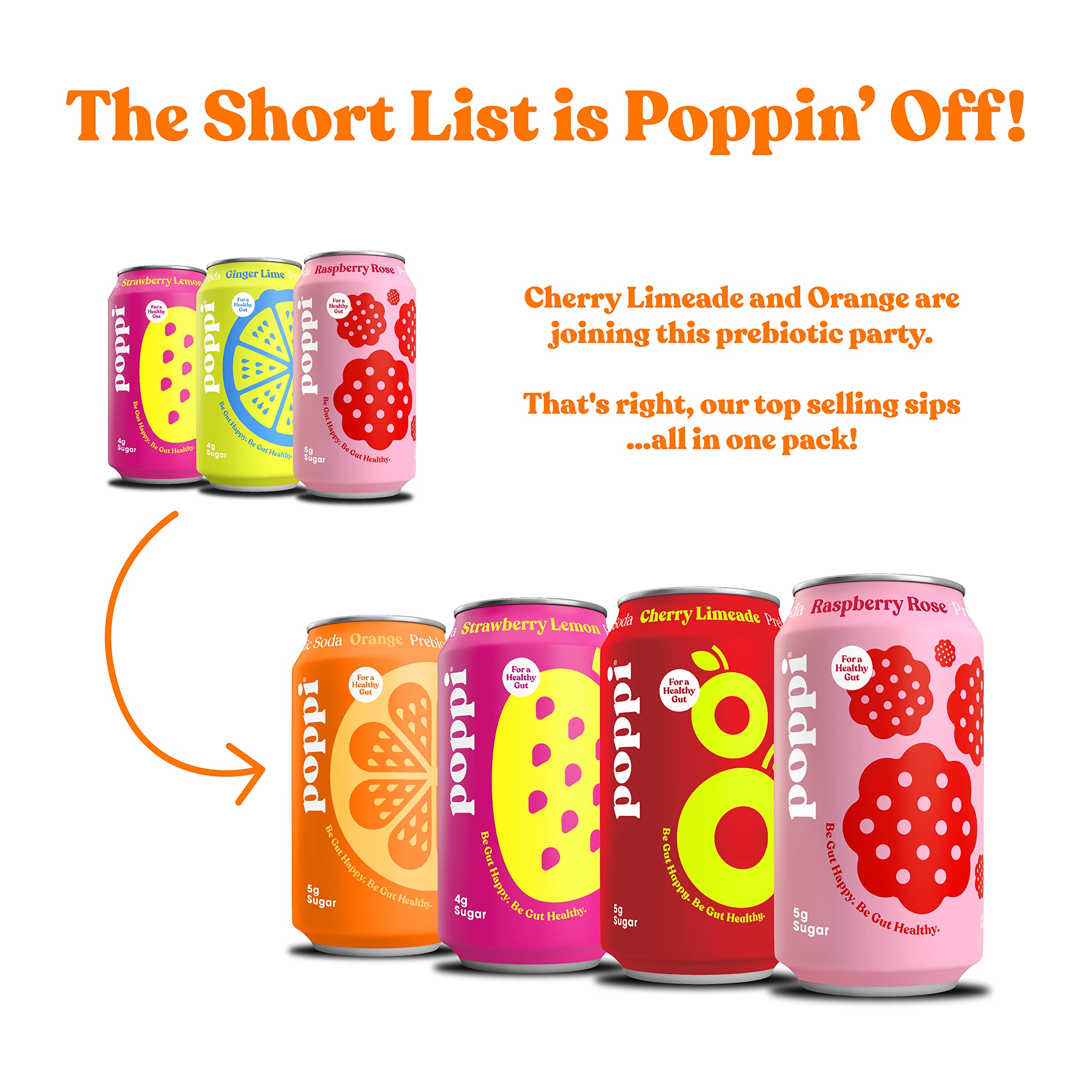POPPI Sparkling Prebiotic Soda, Beverages w/Apple Cider