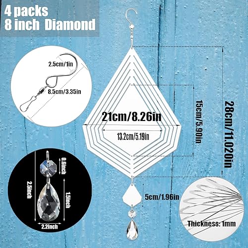 Miniatura 2 de Paquete de 4 hilanderos de viento de sublimación de 11 pulgadas, escultura de viento de metal de aluminio 3D para patio y jardín, adornos artísticos