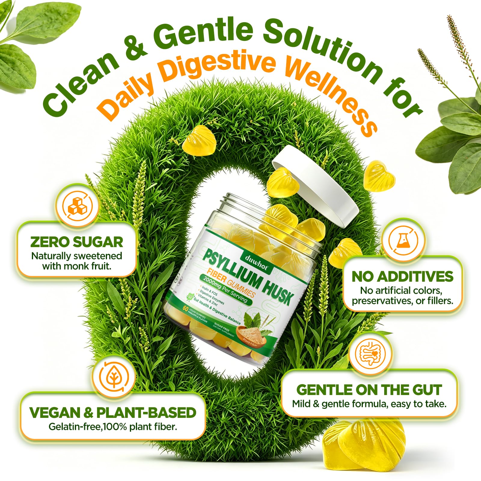 Psyllium Husk Gummies for Adults, 2000mg Psyllium Husk Fiber Supplements — Amazon image 6