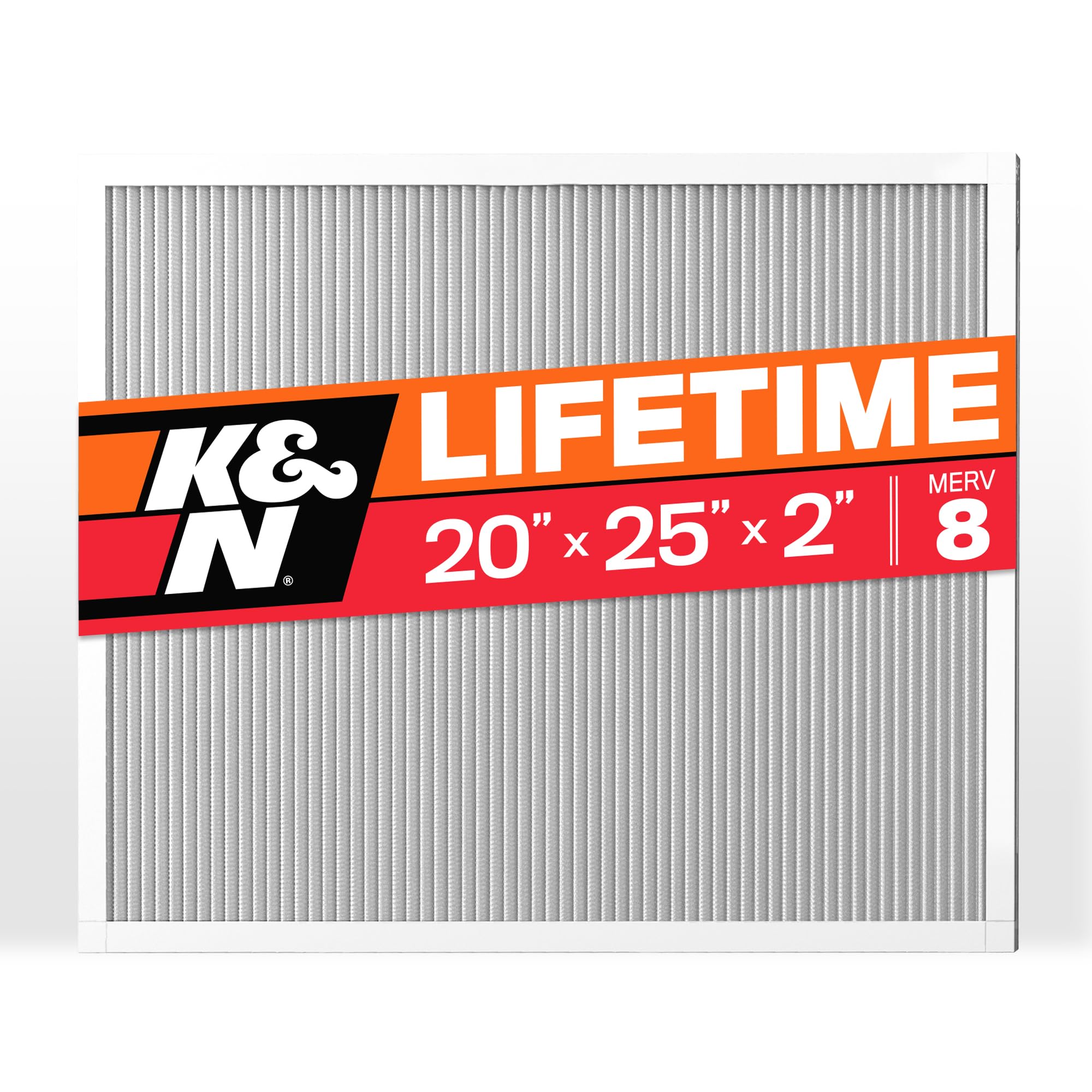 K&N20X25X2 HVAC Furnace Air Filter, Lasts a Lifetime, Washable, Merv 8, the Last HVAC Filter You Will Ever Buy, Breathe Safely at Home or in the Office, HVC-8-22025