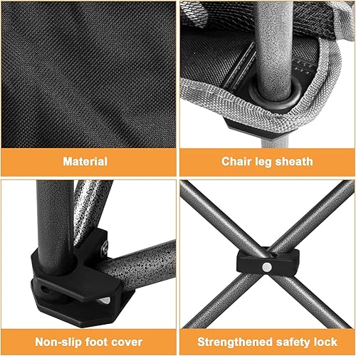 Miniatura 7 de Romswi Silla de campamento doble, silla de campamento para 2 personas, sofá biplaza plegable de gran tamaño, sofá de campamento resistente y sofá al