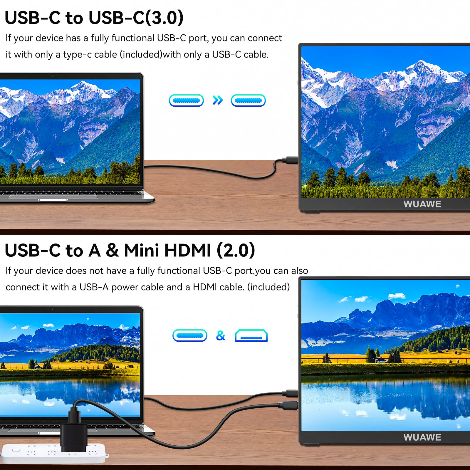 Amazon.com: WUAWE Portable Monitor, 15.6'' 72% NTSC 100% sRGB USB