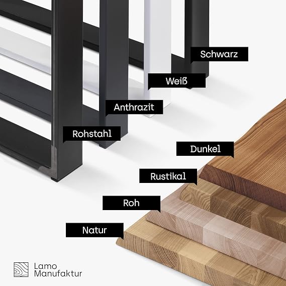 LAMO Manufaktur Esstisch Küchentisch Schreibtisch Couchtisch aus Massivholz mit Baumkante 120x80x76 cm (AxBxH) Modern Roh/Weiss LEB-01-A-001-9016M