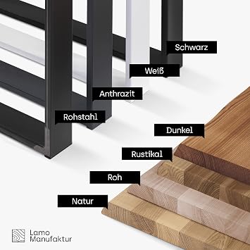 LAMO Manufaktur Esstisch Küchentisch Schreibtisch Couchtisch aus Massivholz mit Baumkante 120x80x76 cm (AxBxH) Modern Roh/Weiss LEB-01-A-001-9016M