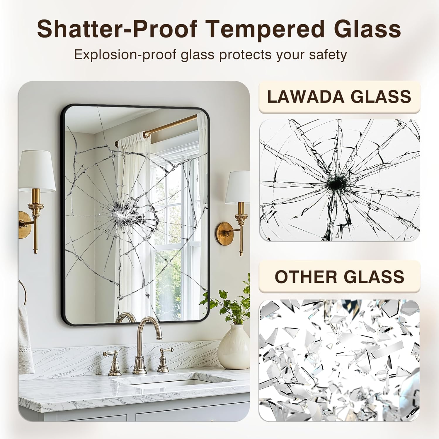 Bathroom Vanity Mirror for Wall, 2-Pack 36"x24" Wall Mounted Bathroom Mirror for Over Sink with Sturdy Metal Frame, Vertical or Horizontal, Living Room, Bedroom, Entryway(Black) - Image 6