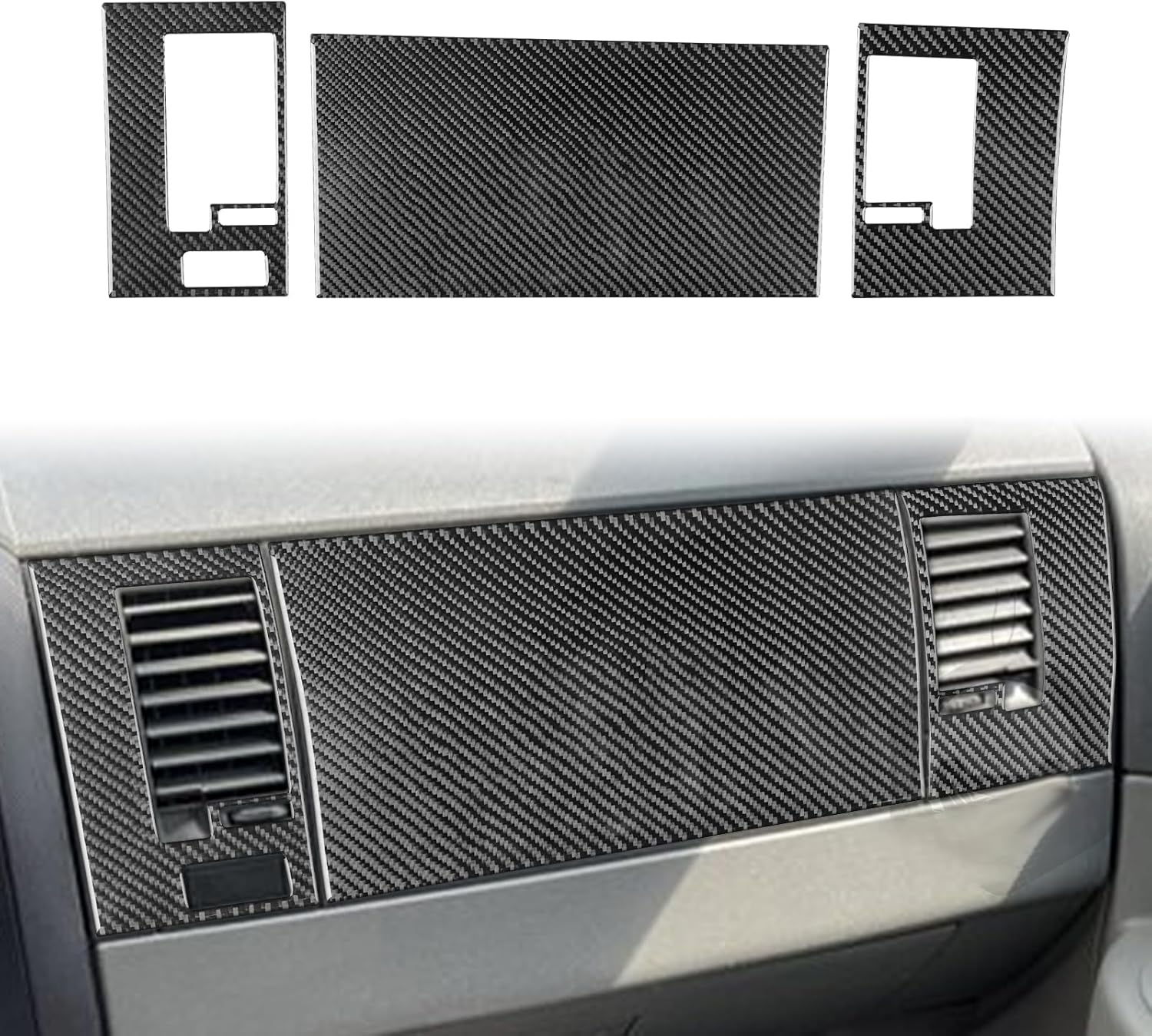 Car Passenger-Side Dashboard Air Vents 3pcs Decals Carbon Fiber Accessories Protections Stickers Compatible with Dodge Durango 2004 2005 2006 2007