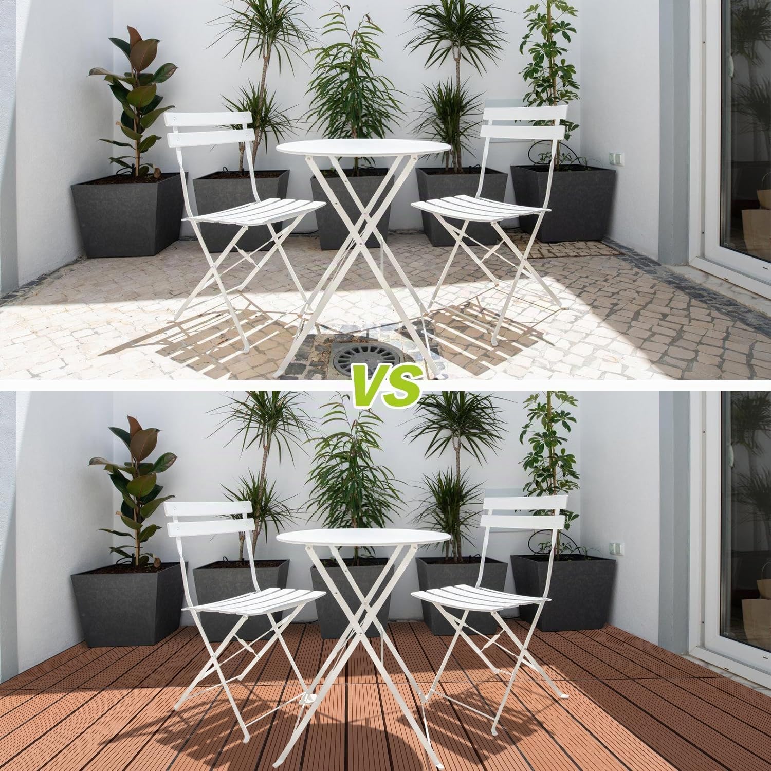 Lote de 60 losetas de terraza WPC - Marrón - 30 x 60 cm - 10 m² - Ideal para el exterior - Losetas enchufables para balcón, jardín y terraza - Simples, rápidas y prácticas