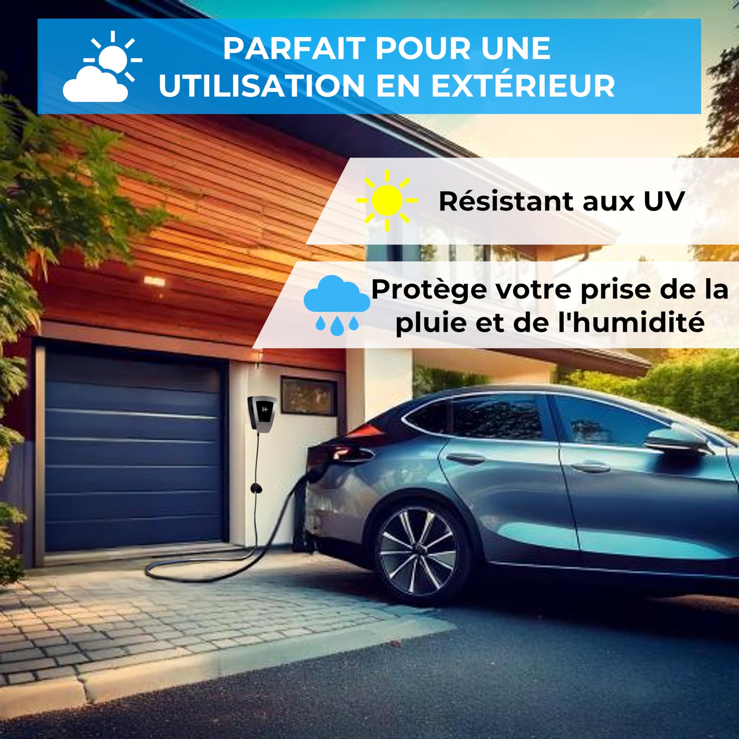 Graft Support Mural de Type 2 pour câble | Support pour Voiture électrique à Un connecteur IEC 62196-2 | Accessoire pour Station de Charge Type 2, avec système antivol pour câble et Chargeur