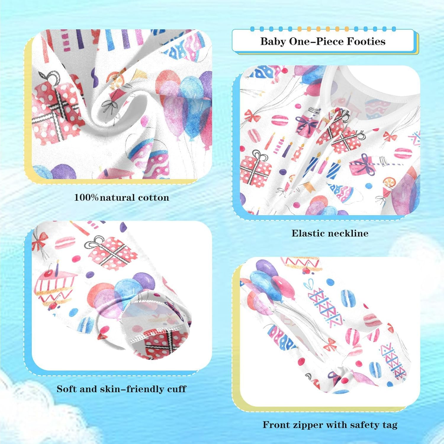 Dussdil Baby One-Piece Footies Newborn Rompers Pajamas Cotton Footed Pjs for Sleep Play Boys Girls - Image 3