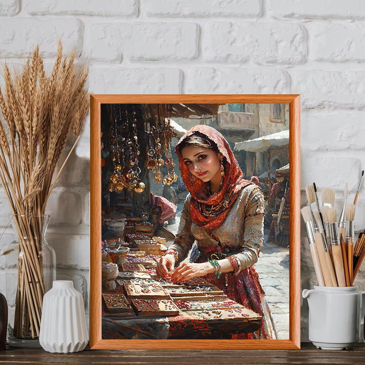 Vista di strada femminile Dipingere con i Numeri per Adulti, 70x90cm a-495 | Pittura a Olio Kit, fai da te Quadri da Dipingere Numerat, Adulti Bambini Hobby Creativi,Pittura Adulti Decora la Casa Regalo