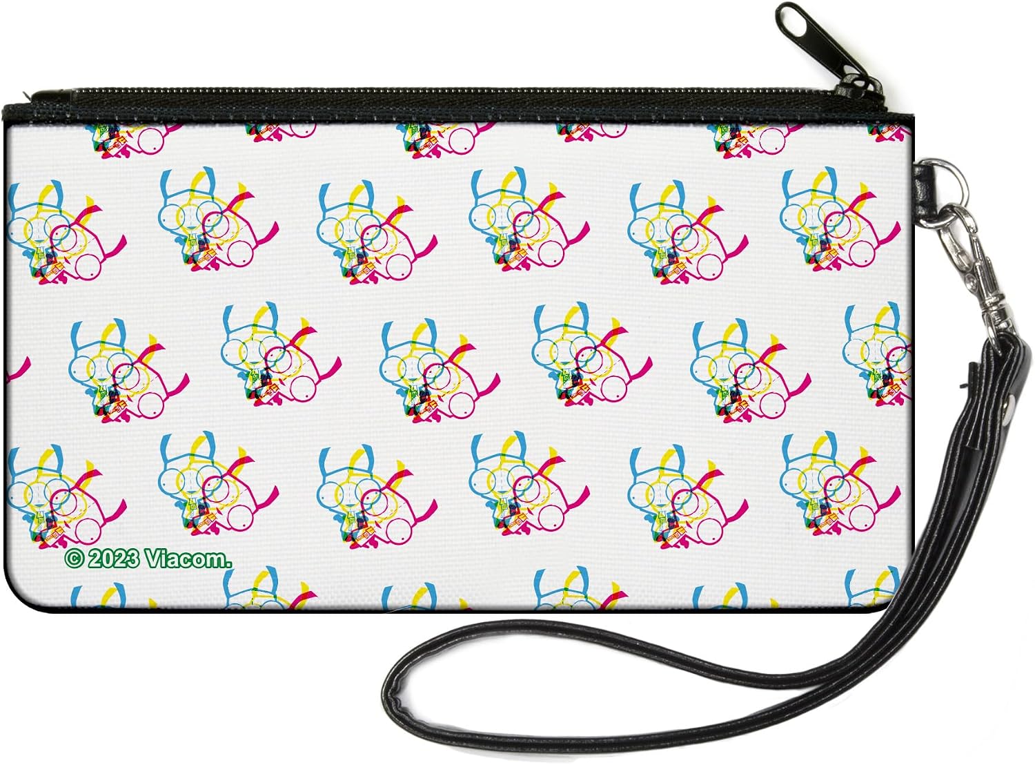 Buckle-Down Nickelodeon Wallet, Zip Pouch, Invader Zim Triple GIR Pose Stack White Multi Color, Canvas
